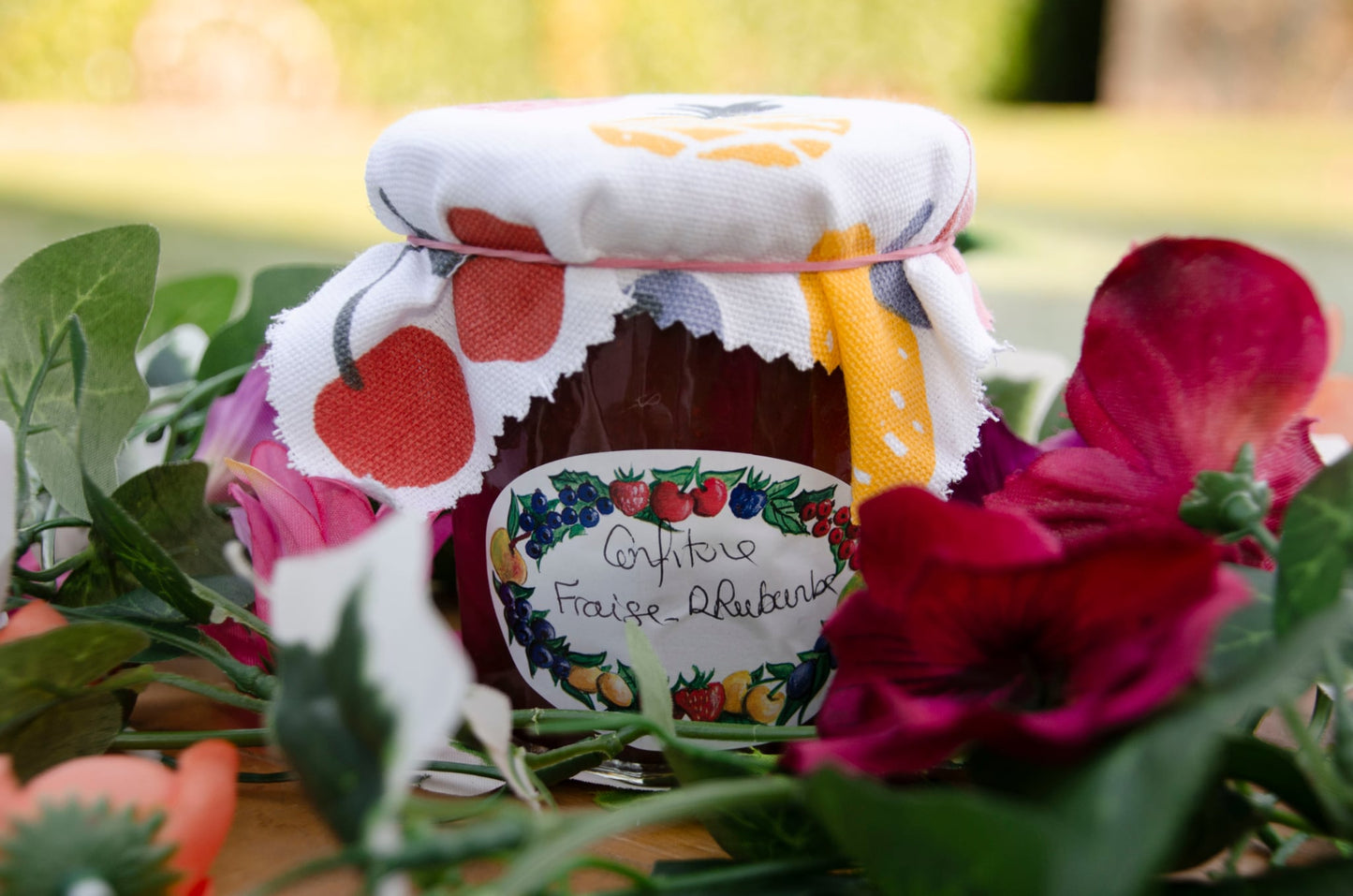 Confiture Bio allégée en sucre Fraise / Rhubarbe