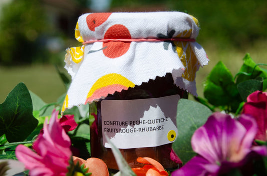 Confiture Pêche-Quetsche-Fruits Rouges-Rhubarbe